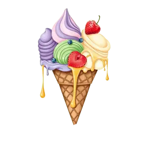An Artistic Gelato Cone Illust | Free PNG Download