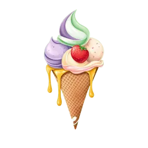 An Artistic Gelato Cone Illust | Free PNG Download