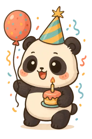 Birthday Party Panda #1303 | Free PNG Download