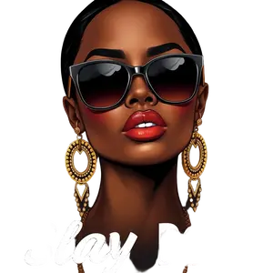 Black Boss Lady Chic Modern Fashion Sunglasses And Gold #8788 | Free PNG Download