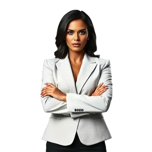 Black Boss Lady Crossing Arms In White Blazer Serious And #8058 | Free PNG Download