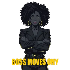 Black Boss Lady Powerful Afro Woman Standing Arms Crossed #3214 | Free PNG Download