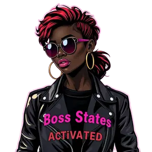 Black Boss Lady Urban Chic Style Leather Jacket Hoop #8890 | Free PNG Download