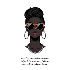 Black Boss Lady Wearing Stylish Sunglasses And Hoop Earrings #9229 | Free PNG Download