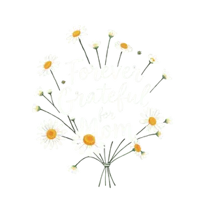 Charming Hand Drawn Daisy Bouquet With Forever Grateful For #5302 | Free PNG Download