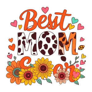 Colorful Best Mom Ever Typograpy Art | Free PNG Download