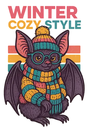 Cozy Winter Bat #7211 | Free PNG Download