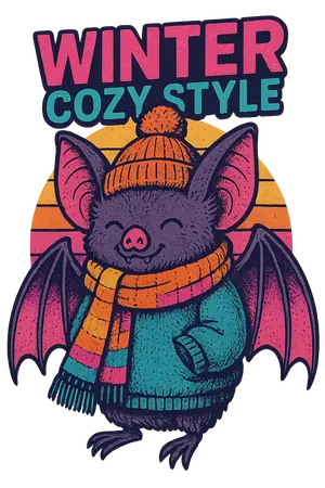 Cozy Winter Bat #5188 | Free PNG Download