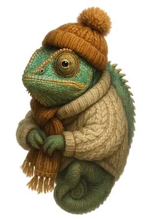 Cozy Winter Chameleon #5026 | Free PNG Download