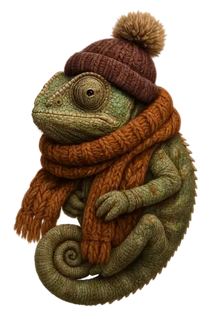 Cozy Winter Chameleon #6157 | Free PNG Download