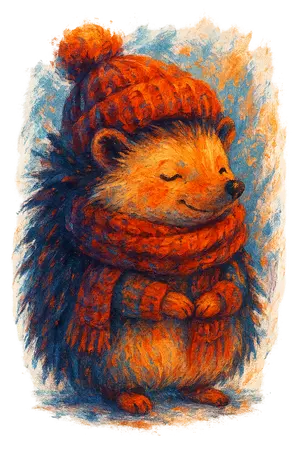 Cozy Winter Hedgehog #7944 | Free PNG Download