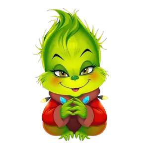 Cute Baby Grinch Illustration With Holiday Lights #6775 | Free PNG Download