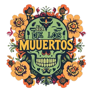 Dia De Los Muertos With Retro 70s Typography Boho Floral #2478 | Free PNG Download