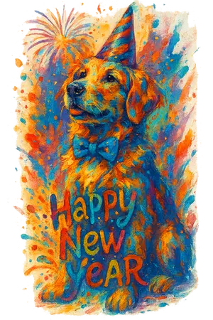 Festive New Year Dog #9994 | Free PNG Download