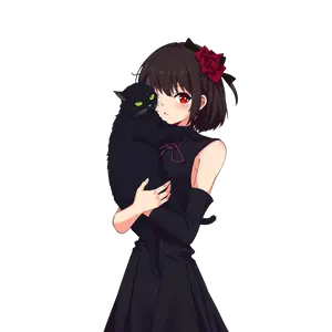 Goth Girl Holding Black Cat An | Free PNG Download