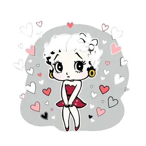 Hand Drawn Betty Boop Surrounded By Cute Doodles Like Hearts #6515 | Free PNG Download