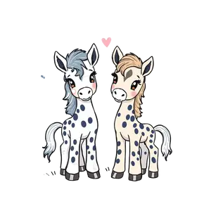 Hand Drawn Colts Surrounded By Cute Doodles Like Hearts And #1726 | Free PNG Download