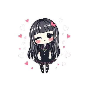Hand Drawn Cute Goth Art Surrounded By Cute Doodles Like #8800 | Free PNG Download