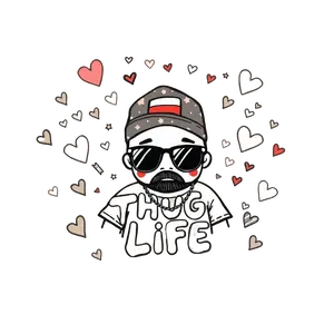 Hand Drawn Thug Life Surrounded By Cute Doodles Like Hearts #4656 | Free PNG Download
