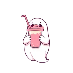 Kawaii Pastel Ghost Holding A | Free PNG Download