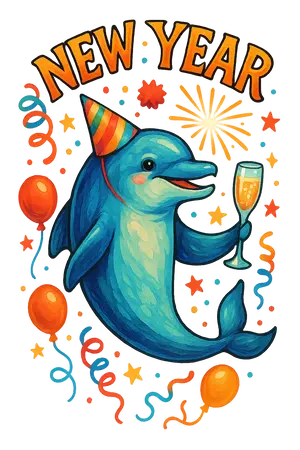 New Year Dolphin #7046 | Free PNG Download
