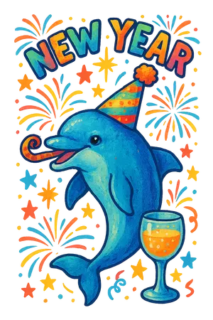 New Year Dolphin #3914 | Free PNG Download