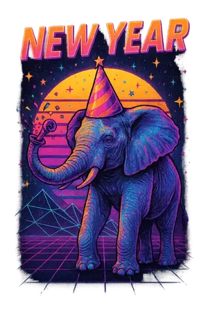 Retro Celebration Elephant #8466 | Free PNG Download