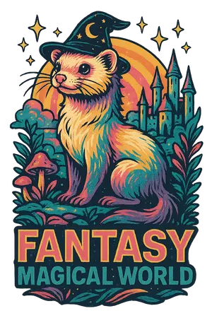 Retro Fantasy Ferret #9532 | Free PNG Download