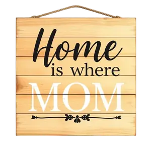 Rustic Wood Plank Sign Home Is Where Mom Is Farmhouse Style #9739 | Free PNG Download
