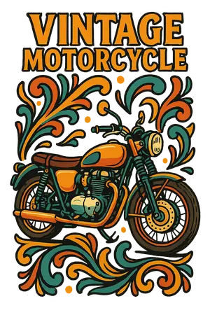 Vintage Motorcycle Design #3448 | Free PNG Download