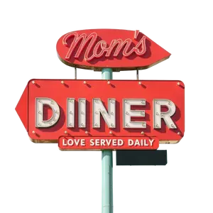 Vintage Retro Motel Sign With Moms Diner Love Served Daily #8891 | Free PNG Download