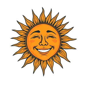 Vintage Sun Smiling Face 5 | Free PNG Download