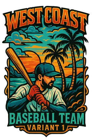 West Coast Baseball Design #6105 | Free PNG Download