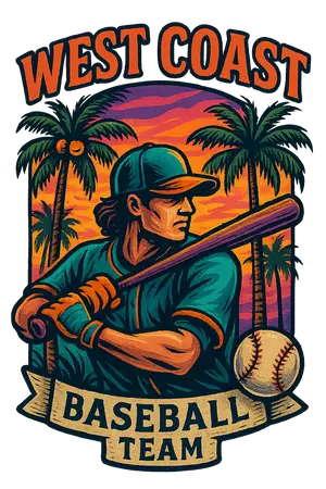 West Coast Baseball Design #1334 | Free PNG Download