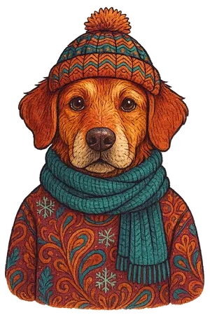 Winter Cozy Canine #9984 | Free PNG Download