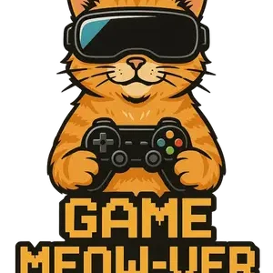 Cat T Shirt Design Game Retro Cat Meower #9740 | Free PNG Download