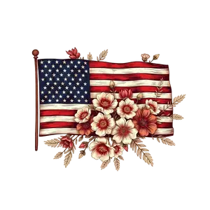 Floral American Flag Design Soft And Rustic Theme #5650 | Free PNG Download
