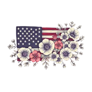 Floral American Flag Design Soft And Rustic Theme #4507 | Free PNG Download