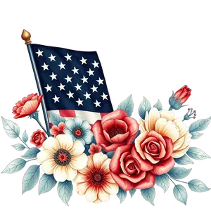 Floral American Flag Design Soft And Rustic Theme #4280 | Free PNG Download
