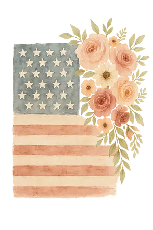 Floral American Flag #4800 | Free PNG Download