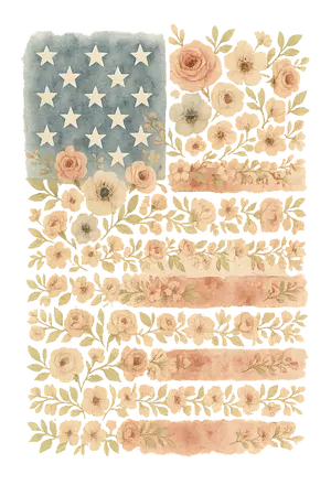 Floral American Flag #9725 | Free PNG Download