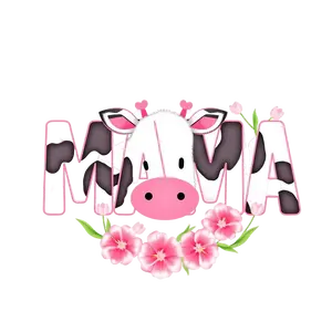 Mama Cow Print Inside Chunky Letters Bubblegum Pink Edges #8703 | Free PNG Download