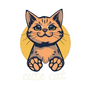 Retro Cat Design For T Shirt With Cute Cat Text And Paws #9036 | Free PNG Download