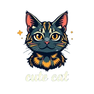 Retro Cat Design For T Shirt With Cute Cat Text And Pow #7473 | Free PNG Download