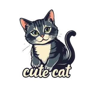 Retro Cat Design For T Shirt With Cute Cat Text #6262 | Free PNG Download