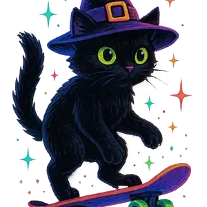 Skateboarding Cat Magic #4769 | Free PNG Download