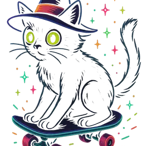 Witchy Cat Skateboarding #5791 | Free PNG Download